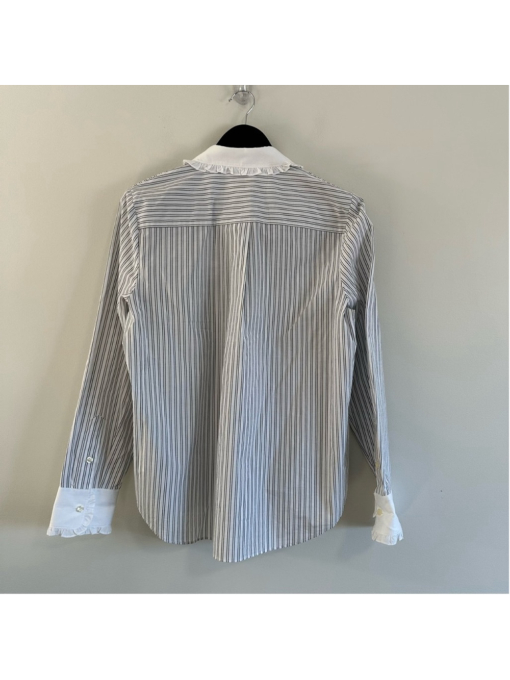 Kate Spade Embroidered Stripe Ruffle Top Size Large Botanical Ruffle Collar - Picture 3 of 11